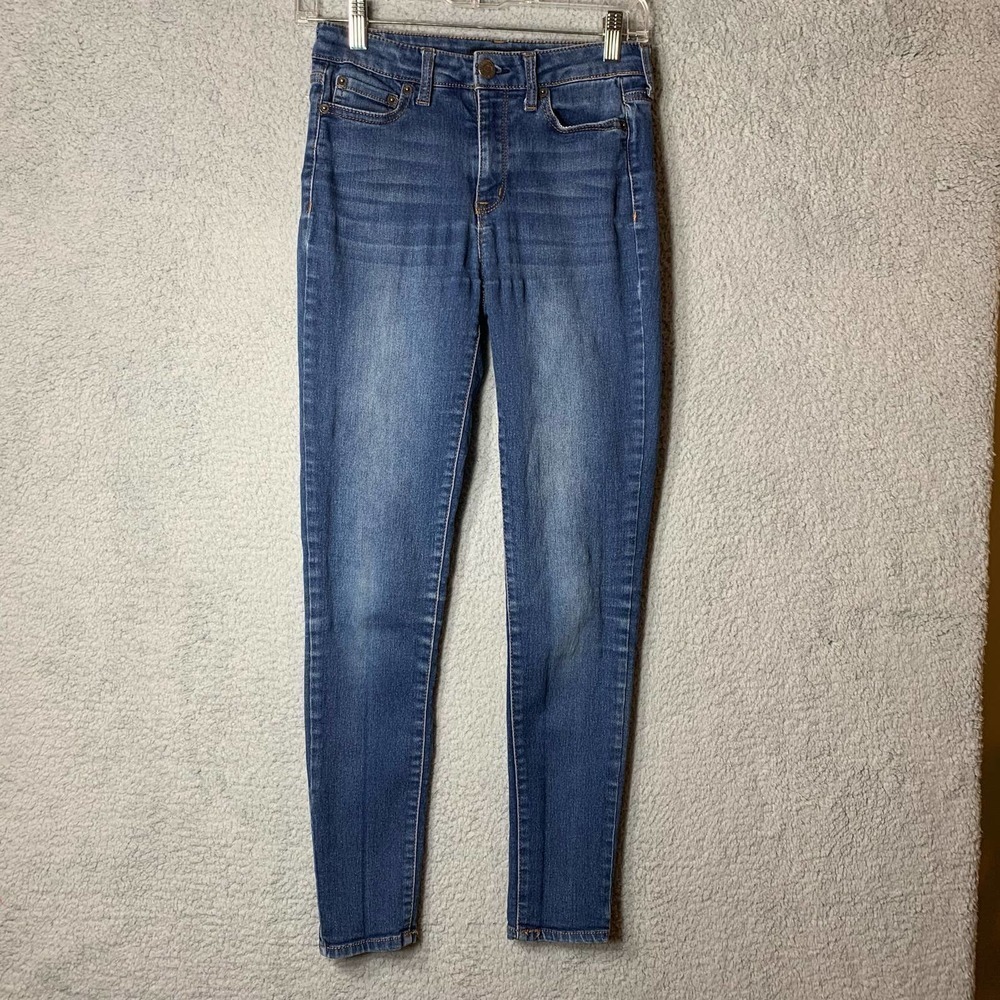 Aeropostale Jeans Womens 2 Blue High Waisted Stretch Denim‎ Jegging Distressed